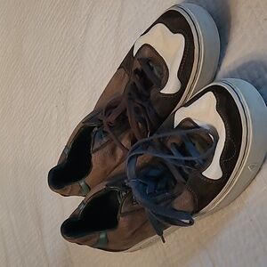 Satorisan Lifestyle Sneakers, Brown Canvas Suede and Leather, Size 43